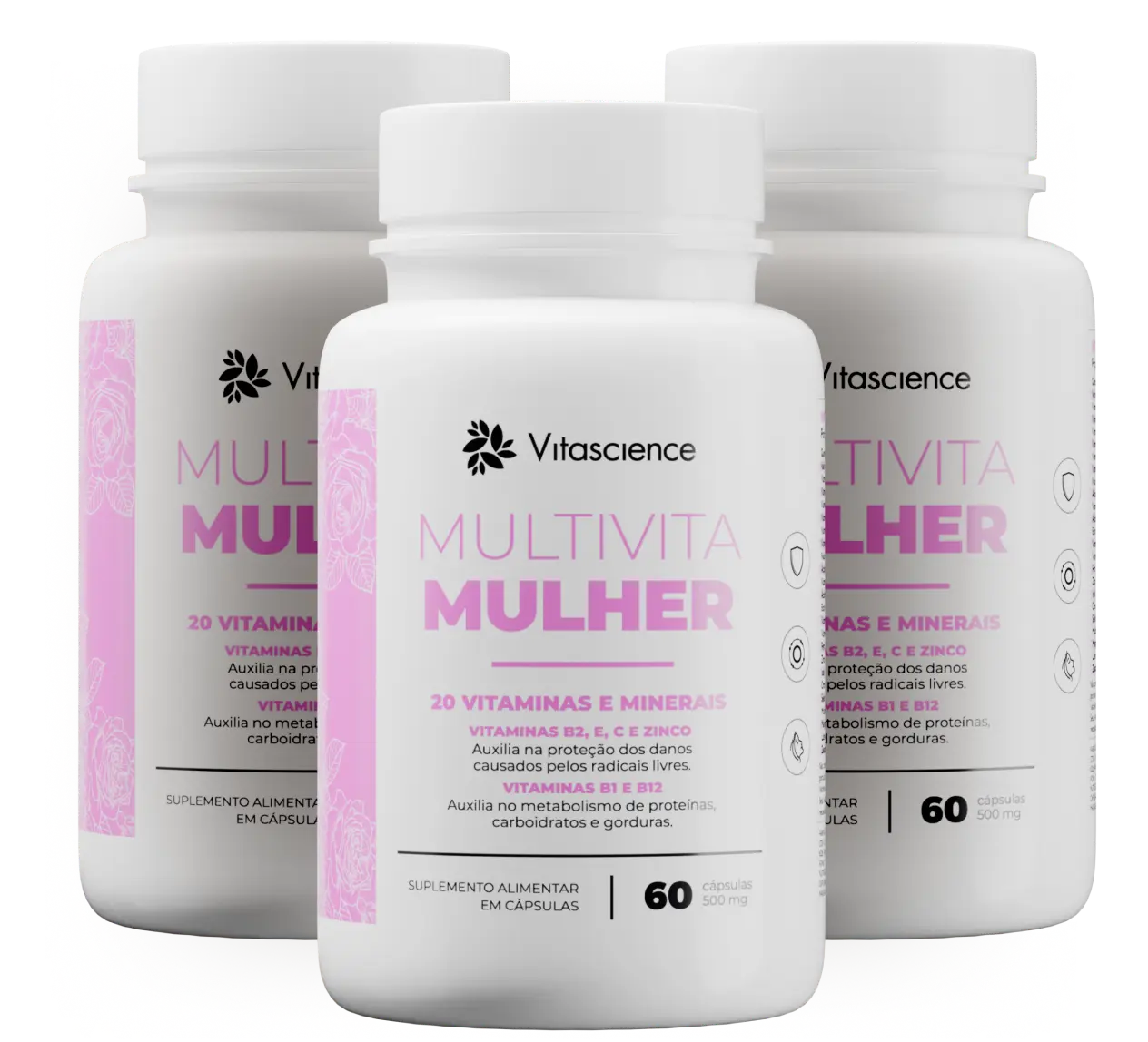 3 Potes Fórmula Multivita Mulher